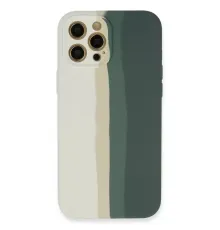 Apple iPhone 12 Pro Kılıf Ebruli Lansman Silikon - Beyaz-Gri