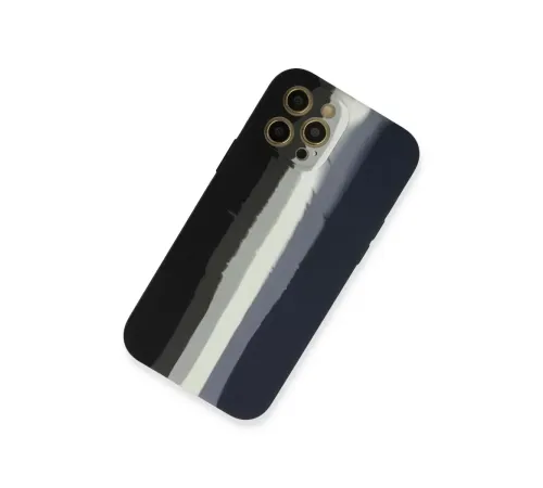 Apple iPhone 12 Pro Kılıf Ebruli Lansman Silikon - Siyah-Lacivert