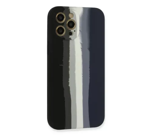 Apple iPhone 12 Pro Kılıf Ebruli Lansman Silikon - Siyah-Lacivert