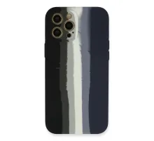 Apple iPhone 12 Pro Kılıf Ebruli Lansman Silikon - Siyah-Lacivert