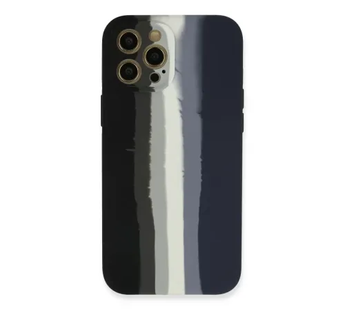 Apple iPhone 12 Pro Kılıf Ebruli Lansman Silikon - Siyah-Lacivert