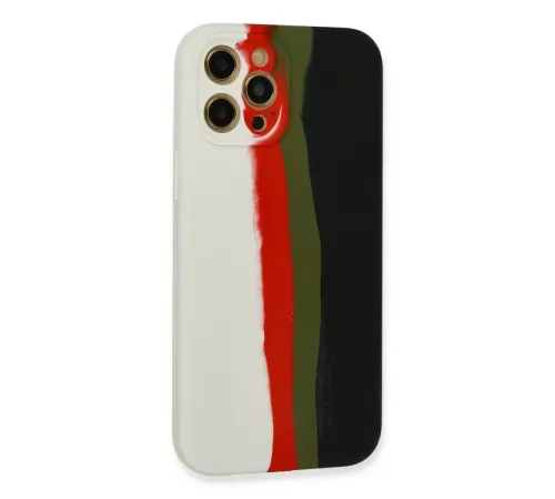 Apple iPhone 12 Pro Kılıf Ebruli Lansman Silikon - Beyaz-Siyah