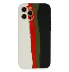 Apple iPhone 12 Pro Kılıf Ebruli Lansman Silikon - Beyaz-Siyah