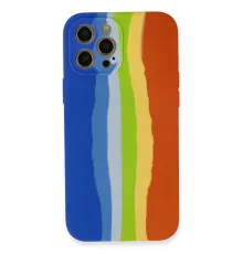 Apple iPhone 12 Pro Kılıf Ebruli Lansman Silikon - Mavi-Turuncu