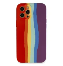 Apple iPhone 12 Pro Max Kılıf Ebruli Lansman Silikon - Kırmızı-Mor