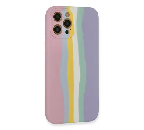 Apple iPhone 12 Pro Max Kılıf Ebruli Lansman Silikon - Pembe-Lila