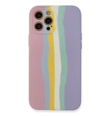 Apple iPhone 12 Pro Max Kılıf Ebruli Lansman Silikon - Pembe-Lila