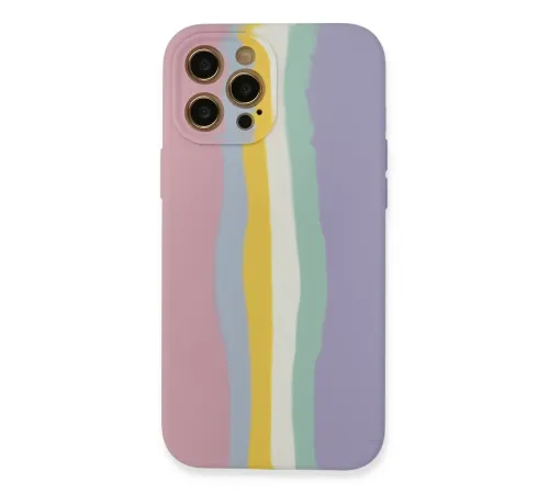 Apple iPhone 12 Pro Max Kılıf Ebruli Lansman Silikon - Pembe-Lila