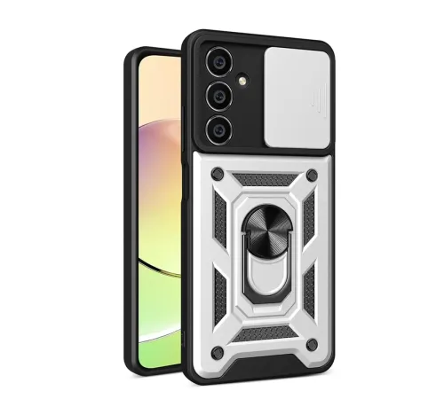 Samsung Galaxy A05 Kılıf Pars Lens Yüzüklü Silikon - Gümüş