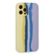Apple iPhone 12 Pro Max Kılıf Ebruli Lansman Silikon - Sarı-Lila