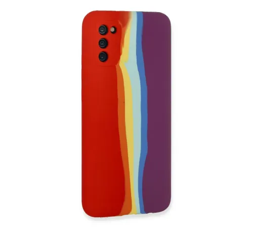 Samsung Galaxy A03S Kılıf Ebruli Lansman Silikon - Kırmızı-Mor