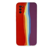 Samsung Galaxy A03S Kılıf Ebruli Lansman Silikon - Kırmızı-Mor