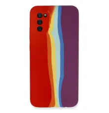 Samsung Galaxy A03S Kılıf Ebruli Lansman Silikon - Kırmızı-Mor