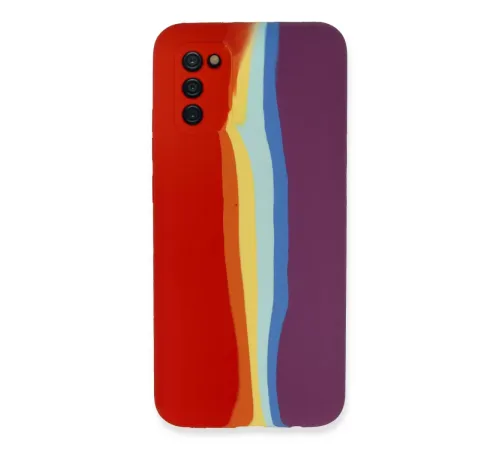 Samsung Galaxy A03S Kılıf Ebruli Lansman Silikon - Kırmızı-Mor
