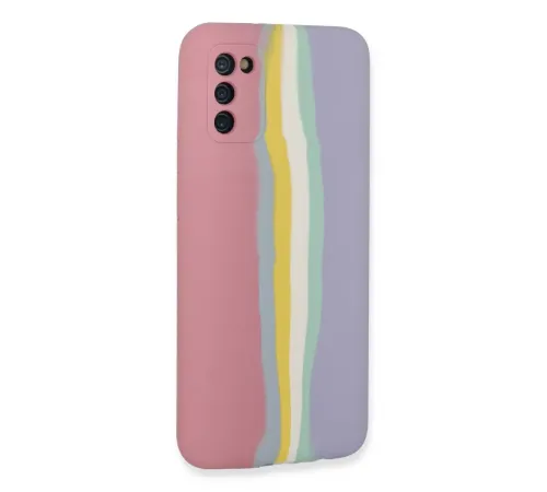 Samsung Galaxy A03S Kılıf Ebruli Lansman Silikon - Pembe-Lila