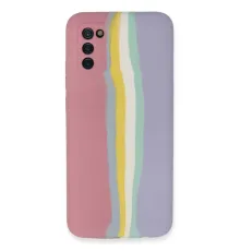 Samsung Galaxy A03S Kılıf Ebruli Lansman Silikon - Pembe-Lila