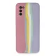 Samsung Galaxy A03S Kılıf Ebruli Lansman Silikon - Pembe-Lila
