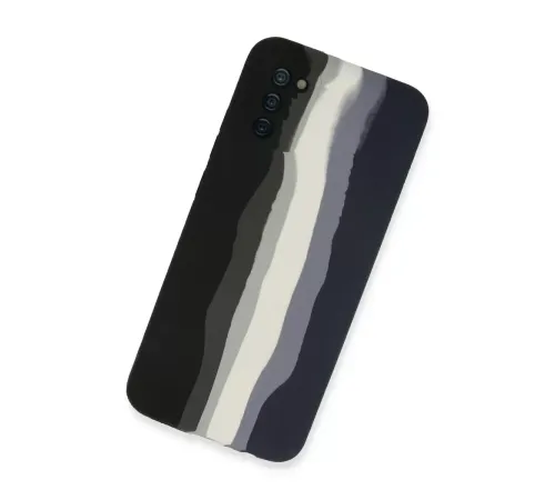 Samsung Galaxy A03S Kılıf Ebruli Lansman Silikon - Siyah-Lacivert