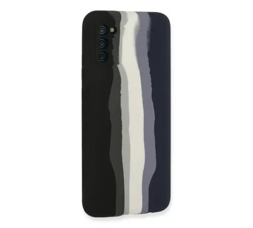 Samsung Galaxy A03S Kılıf Ebruli Lansman Silikon - Siyah-Lacivert