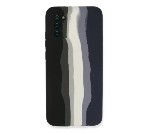 Samsung Galaxy A03S Kılıf Ebruli Lansman Silikon - Siyah-Lacivert