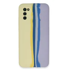 Samsung Galaxy A03S Kılıf Ebruli Lansman Silikon - Sarı-Lila