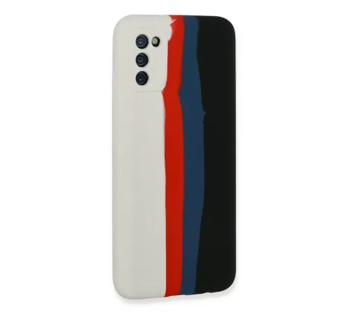 Samsung Galaxy A03S Kılıf Ebruli Lansman Silikon - Beyaz-Siyah