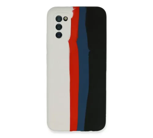 Samsung Galaxy A03S Kılıf Ebruli Lansman Silikon - Beyaz-Siyah