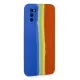 Samsung Galaxy A03S Kılıf Ebruli Lansman Silikon - Mavi-Turuncu