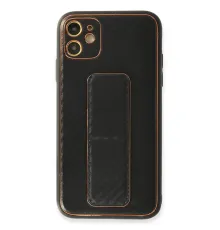 Apple iPhone 12 Kılıf Coco Karbon Standlı Kapak - Siyah