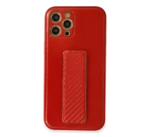Apple iPhone 12 Pro Kılıf Coco Karbon Standlı Kapak - Kırmızı