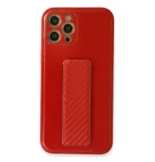 Apple iPhone 12 Pro Kılıf Coco Karbon Standlı Kapak - Kırmızı