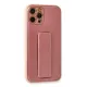 Apple iPhone 12 Pro Kılıf Coco Karbon Standlı Kapak - Pembe