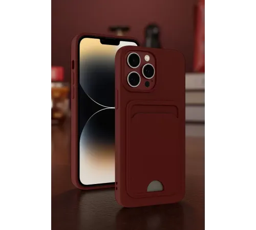 Apple iPhone 13 Pro Max Kılıf Kelvin Kartvizitli Silikon - Kırmızı