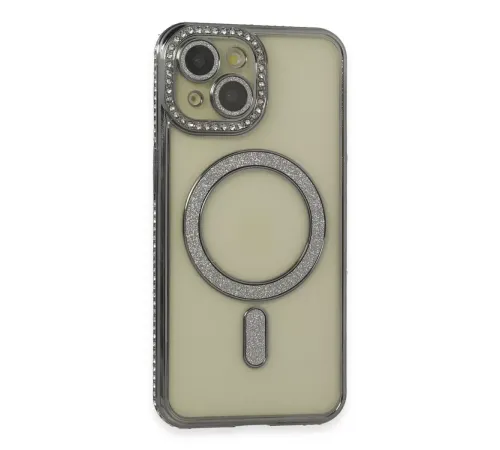 Apple iPhone 13 Kılıf Joke Simli Magneticsafe Kılıf - Gri
