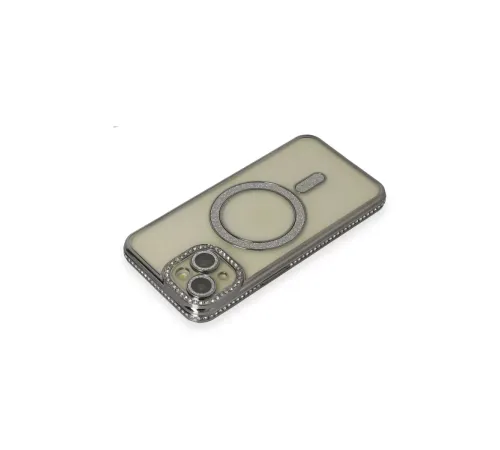 Apple iPhone 13 Kılıf Joke Simli Magneticsafe Kılıf - Gri