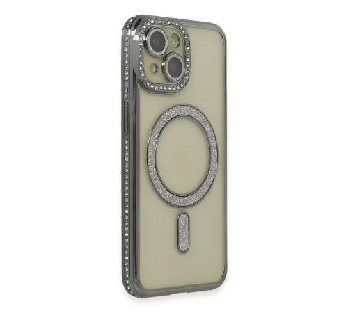 Apple iPhone 13 Kılıf Joke Simli Magneticsafe Kılıf - Gri