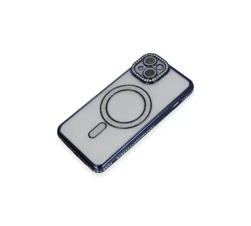 Apple iPhone 13 Kılıf Joke Simli Magneticsafe Kılıf - Lacivert