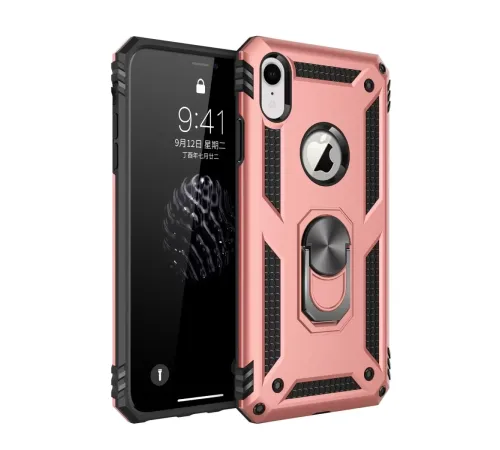Apple iPhone XR Kılıf Sofya Yüzüklü Silikon Kapak - Rose