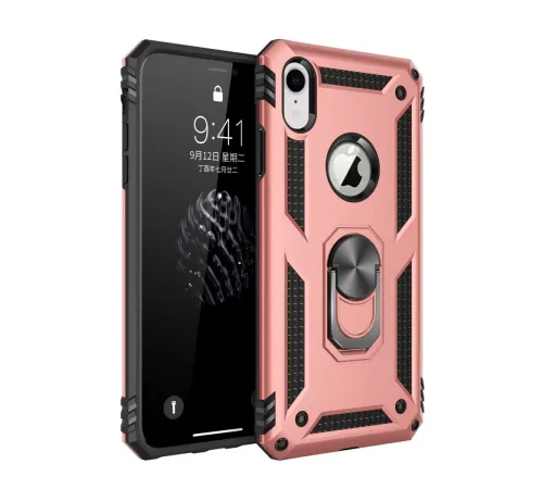 Apple iPhone XR Kılıf Sofya Yüzüklü Silikon Kapak - Rose
