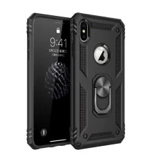 Apple iPhone XS Max Kılıf Sofya Yüzüklü Silikon Kapak - Siyah