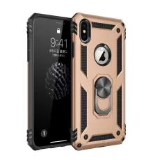 Apple iPhone XS Max Kılıf Sofya Yüzüklü Silikon Kapak - Gold