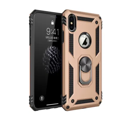 Apple iPhone XS Max Kılıf Sofya Yüzüklü Silikon Kapak - Gold