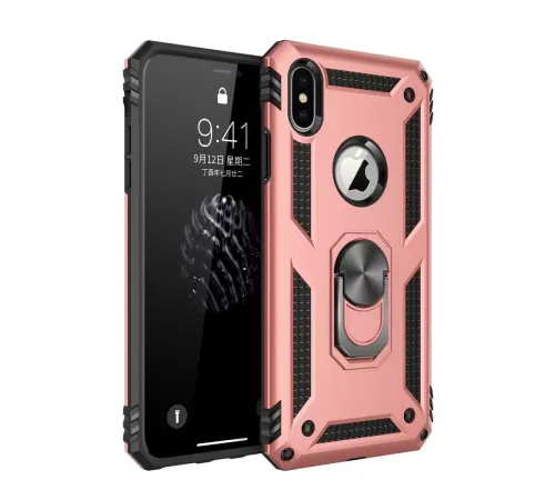 Apple iPhone XS Max Kılıf Sofya Yüzüklü Silikon Kapak - Rose
