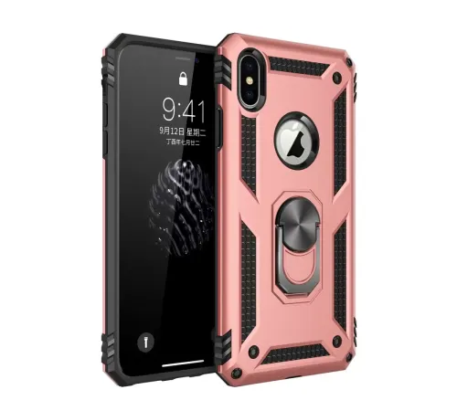 Apple iPhone XS Max Kılıf Sofya Yüzüklü Silikon Kapak - Rose