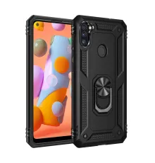 Samsung Galaxy A11 Kılıf Sofya Yüzüklü Silikon Kapak - Siyah