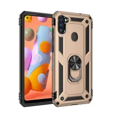 Samsung Galaxy A11 Kılıf Sofya Yüzüklü Silikon Kapak - Gold