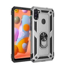 Samsung Galaxy A11 Kılıf Sofya Yüzüklü Silikon Kapak - Gümüş