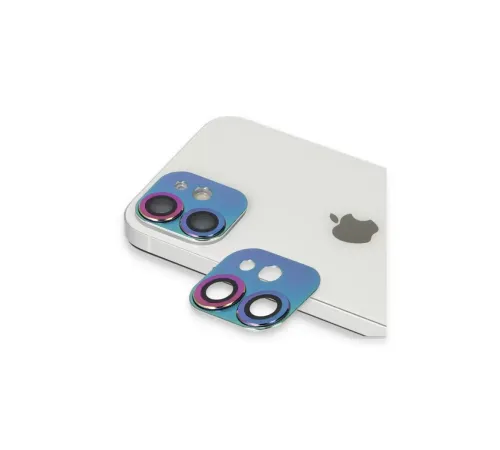 Apple iPhone 11 Pers Alüminyum Kamera Lens - Rainbow