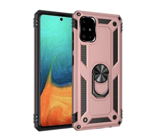 Samsung Galaxy A71 Kılıf Sofya Yüzüklü Silikon Kapak - Rose