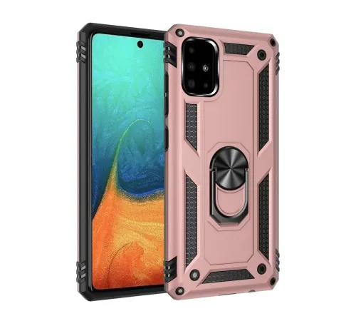 Samsung Galaxy A71 Kılıf Sofya Yüzüklü Silikon Kapak - Rose